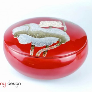 Red round bowl hand painted with lotus 30*H11cm